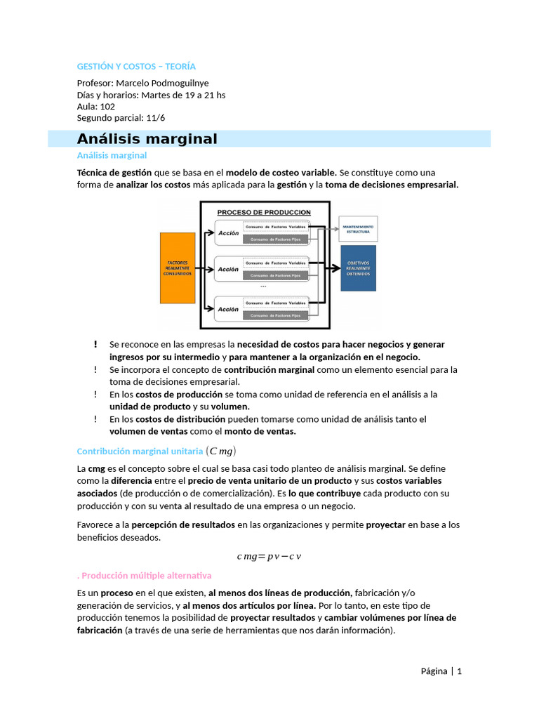 Análisis Marginal y Gestión de Costos | PDF | Presupuesto | Mercado ...