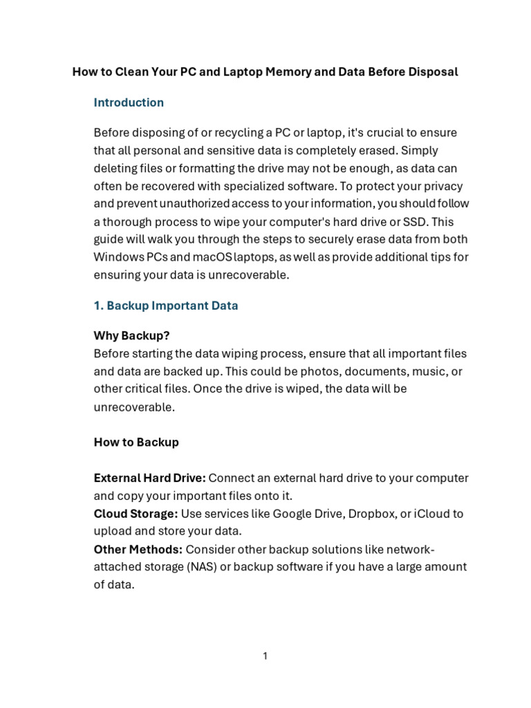 How To Clean Your PC and Laptop Memory and Data Before Disposal | PDF