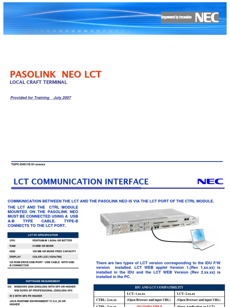 NEO LCT Training Manual - 18 July | PDF | Usb | Personal Computers