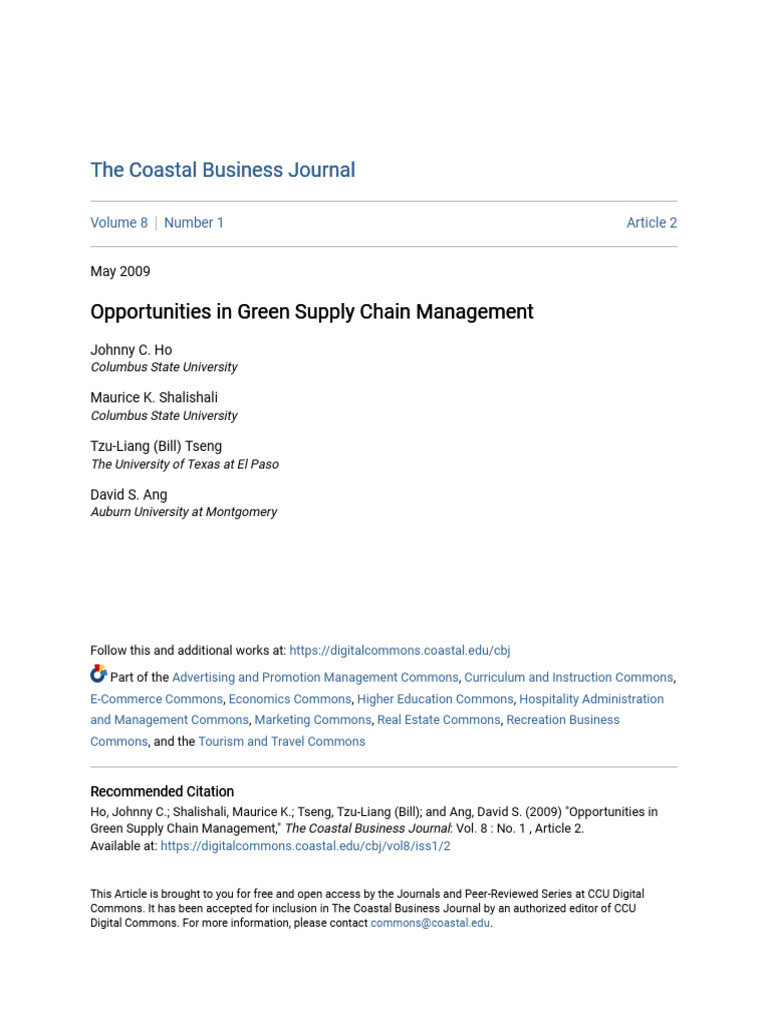 Opportunities in Green Supply Chain Management | PDF