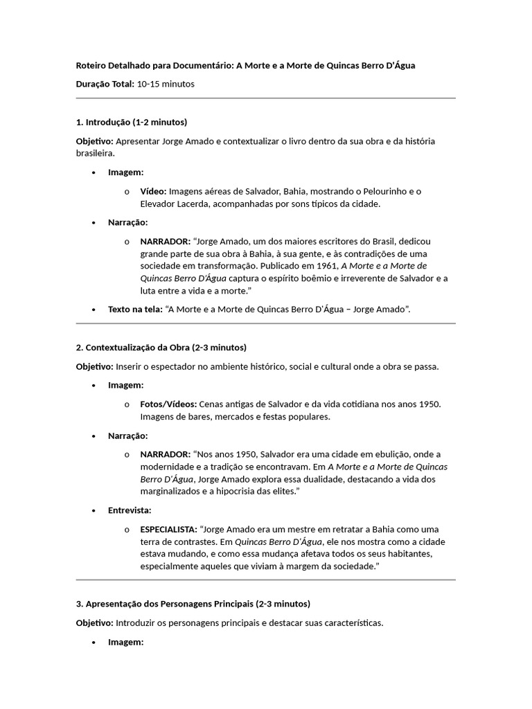 Roteiro Detalhado Para Documentário Pdf