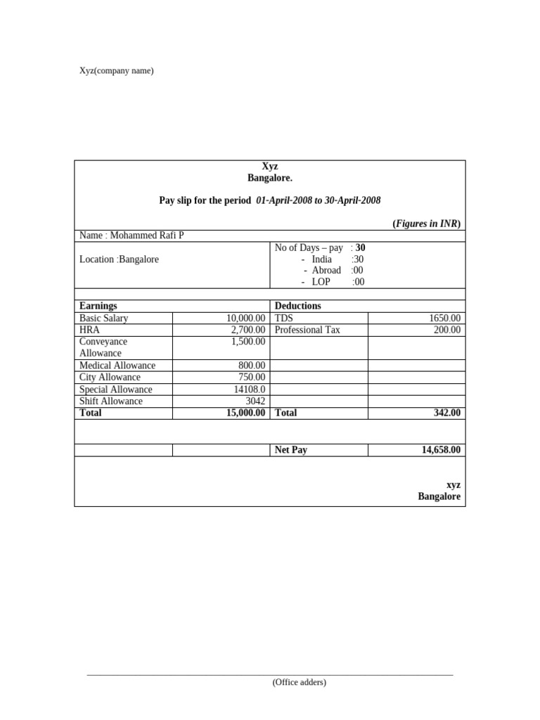 Payslip Format | PDF