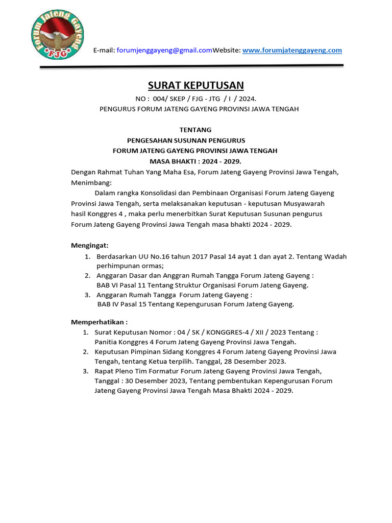 Sk Pengurus Fjg 4 2024 2029 Ariyanto Pdf