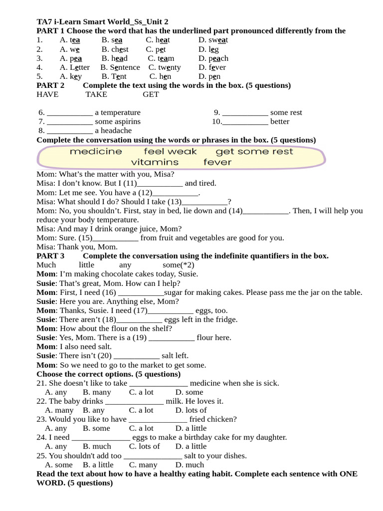 Anh 7 Unit 2 (30-9) | PDF