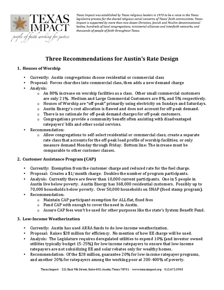 Texas Impact: Recommendations for Rate Design | PDF
