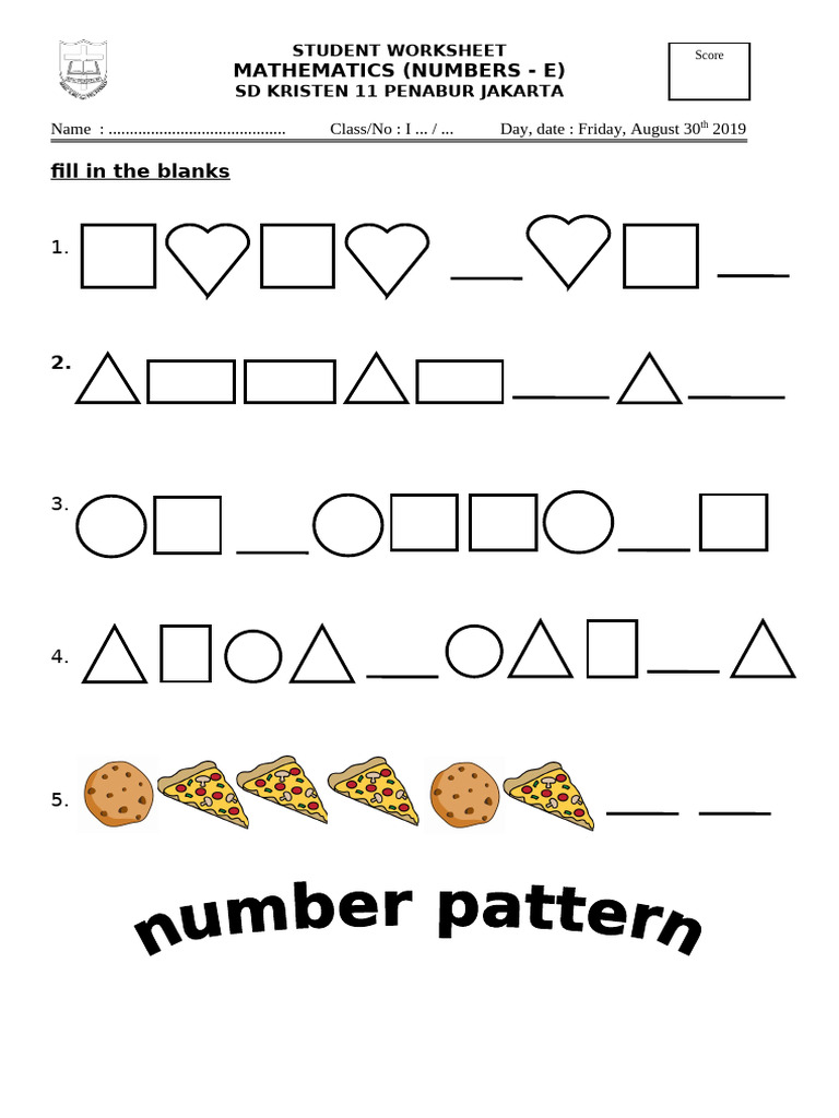Number Pattern 1 4 9 16