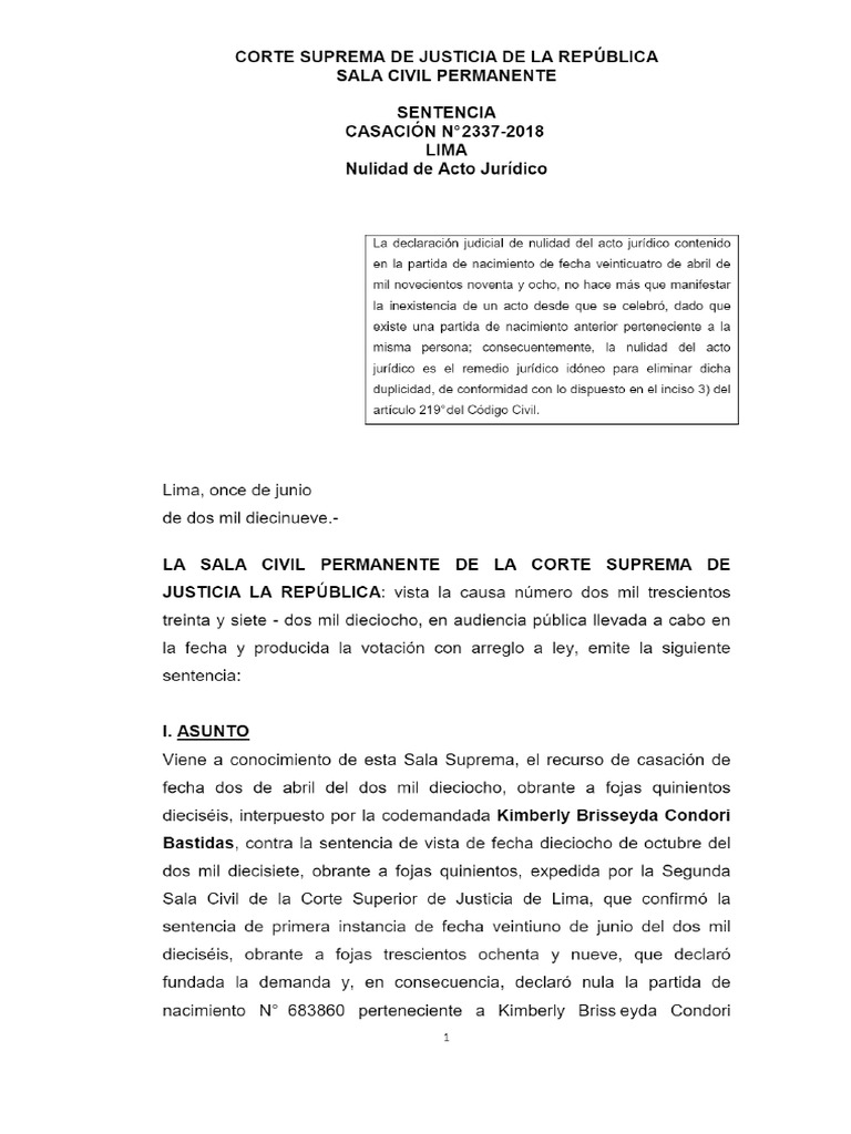 Decisión de Corte Suprema de Justicia - Sala Civil Permanente de 11-06 ...