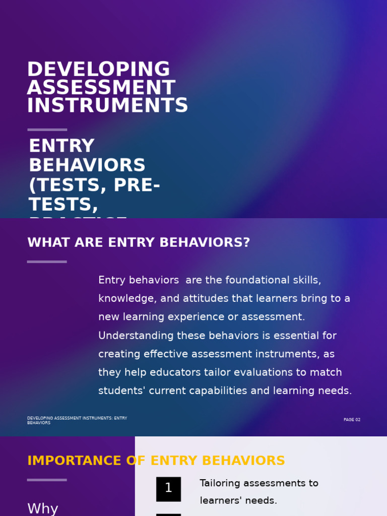 Entry Behaviors | PDF | Educational Assessment | Business
