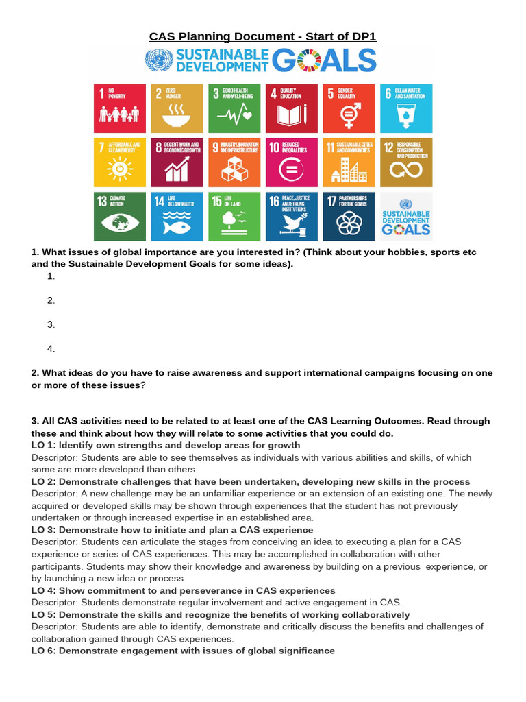 CAS Planning Document - Start of DP1 | PDF