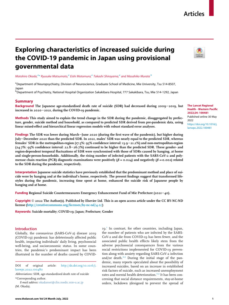 Exploring Characteristics of Increased Suicide Dur | PDF | Suicide ...