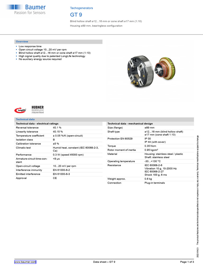 Gt9 DC Tachogenerator | PDF