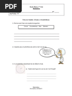 ficha de trabalho sobre círculo e circunferência