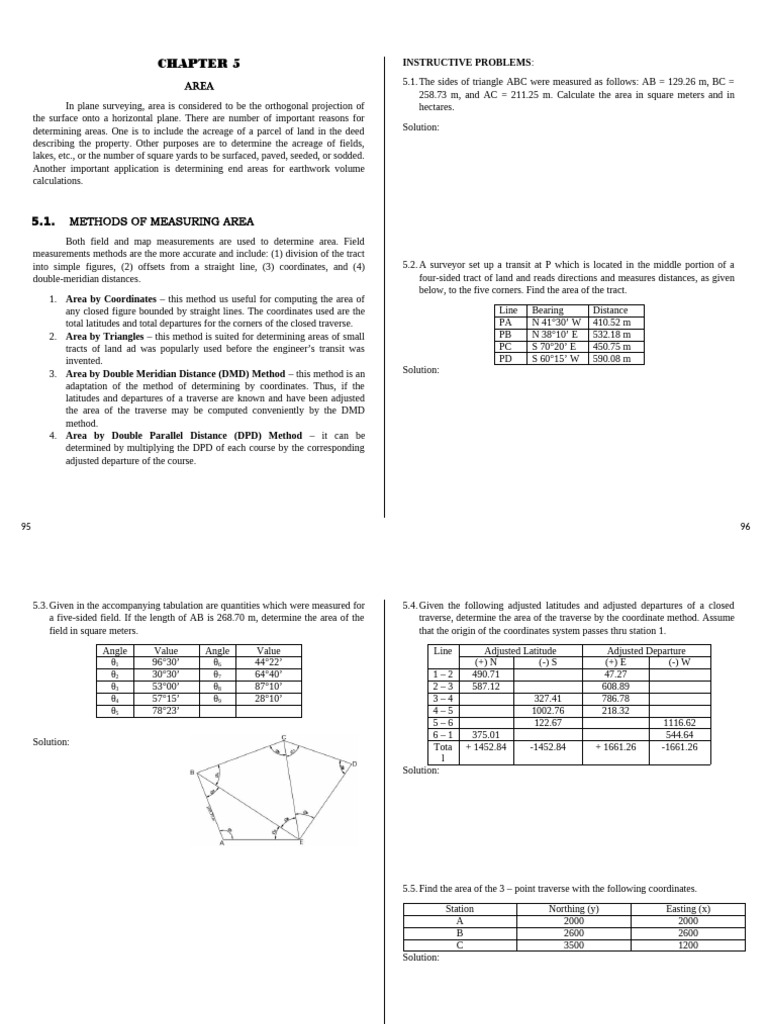Area Calculation Methods in Surveying | PDF | Area | Surveying