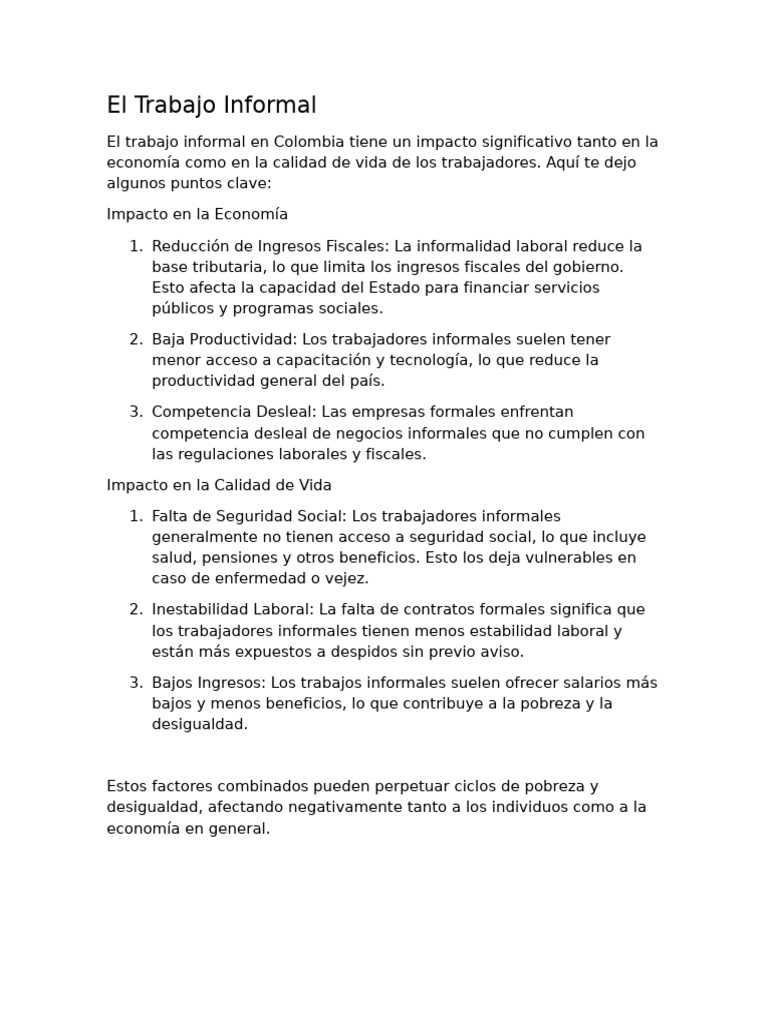 El Trabajo Informal | PDF