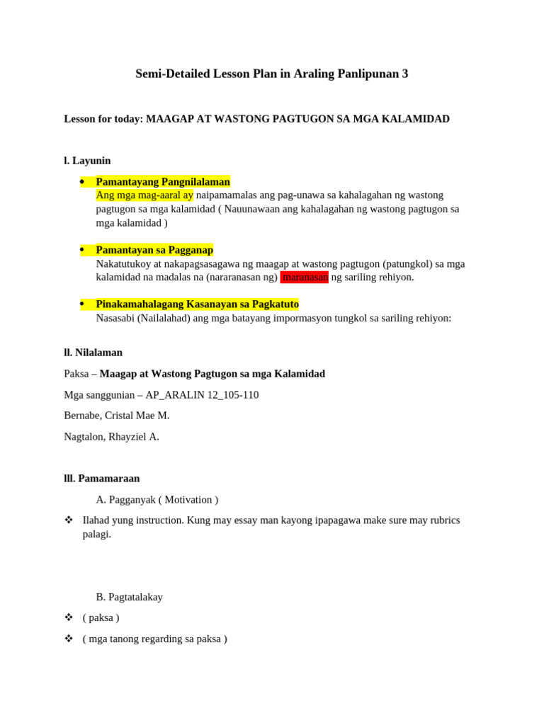 Semi Detailed Lesson Plan AP3 | PDF