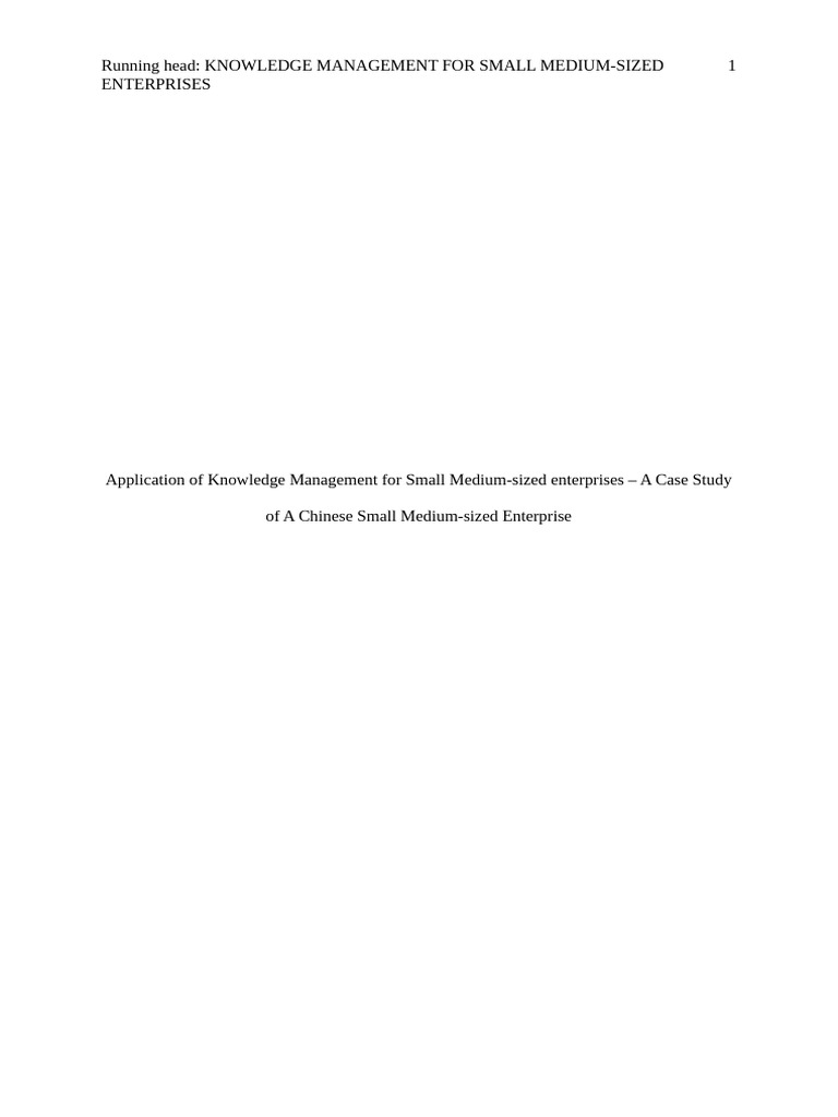 Application of Knowledge Management For Small Medium-Sized Enterprises ...
