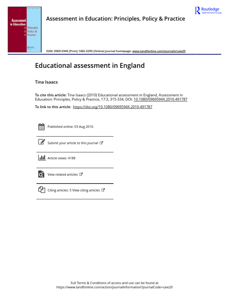 Educational Assessment In England Pdf