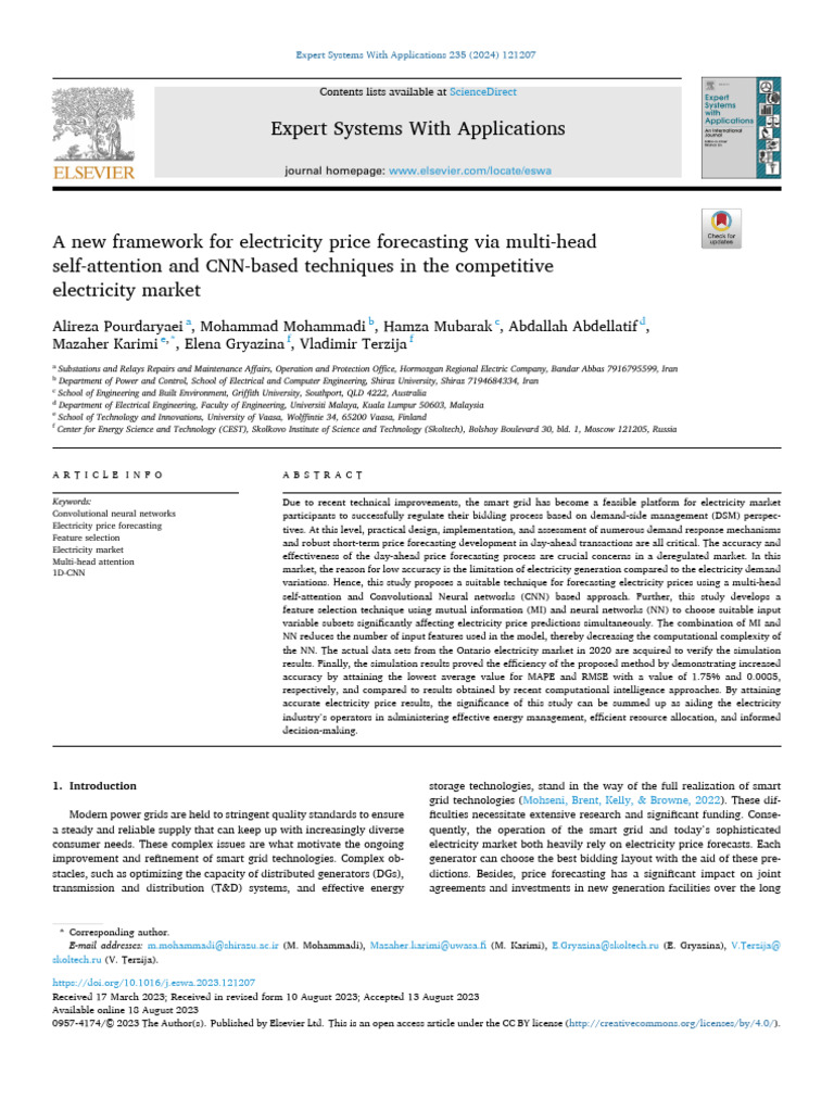 Electricity Price Forecasting Framework | PDF | Forecasting | Science ...
