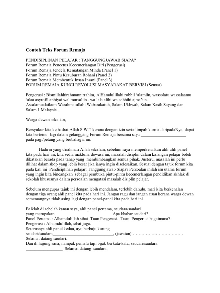 Contoh Teks Forum Remaja PDF