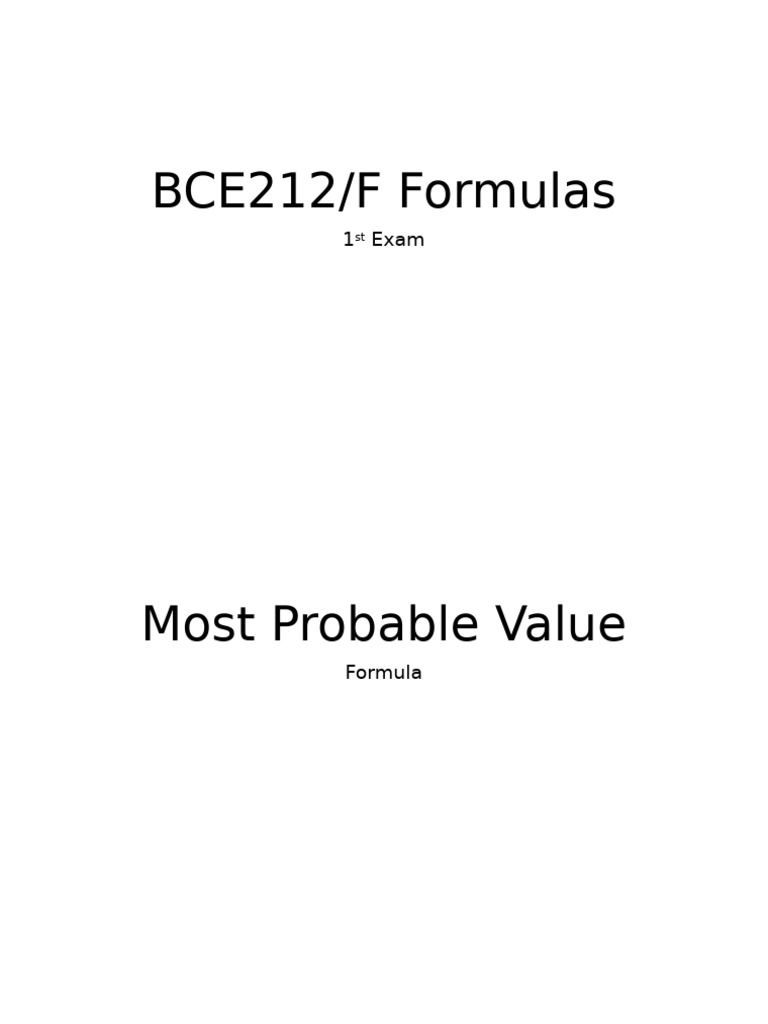 BCE212F Formulas | PDF