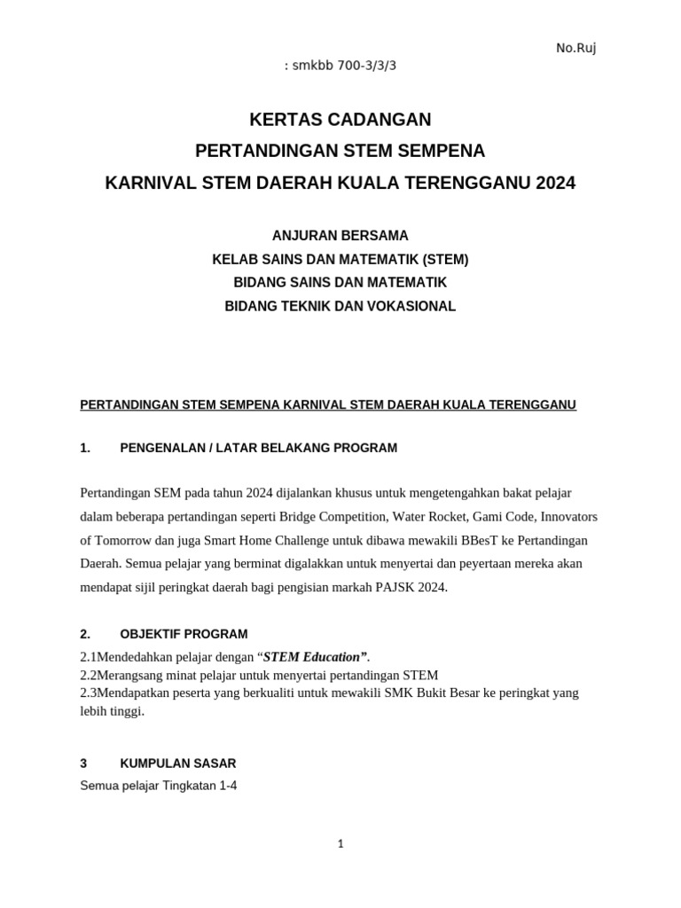 Pertandingan STEM Sempena Karnival STEM 2024 | PDF