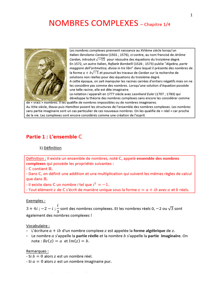 Nombres Complexes: Partie 1: L'ensemble | PDF