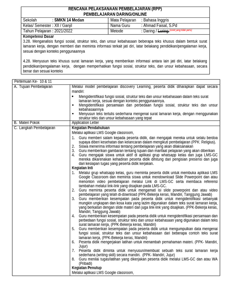 4.3. Form RPP Kelas XII - KD 3.28 - AHMAD FAISAL | PDF