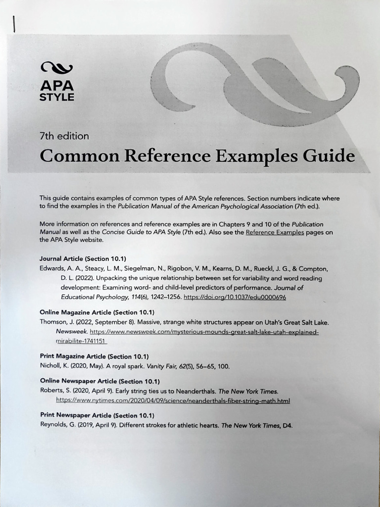 Common Reference Examples Guide: 7th Edition | PDF