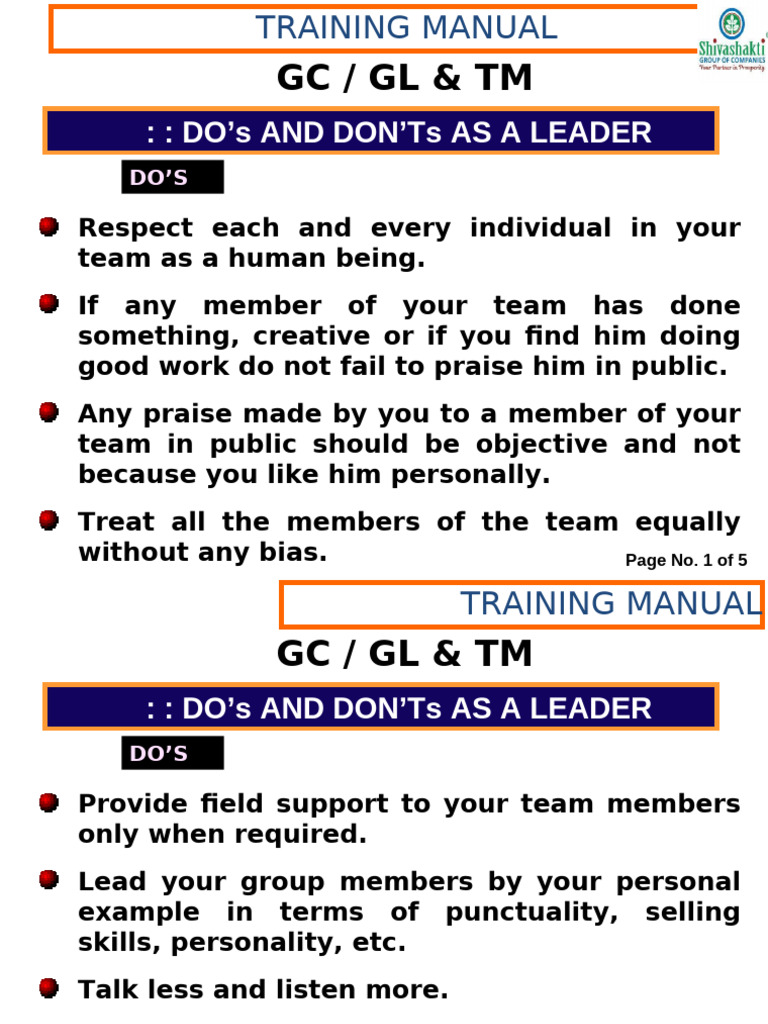 03 Dos & Donts As A Leader | PDF