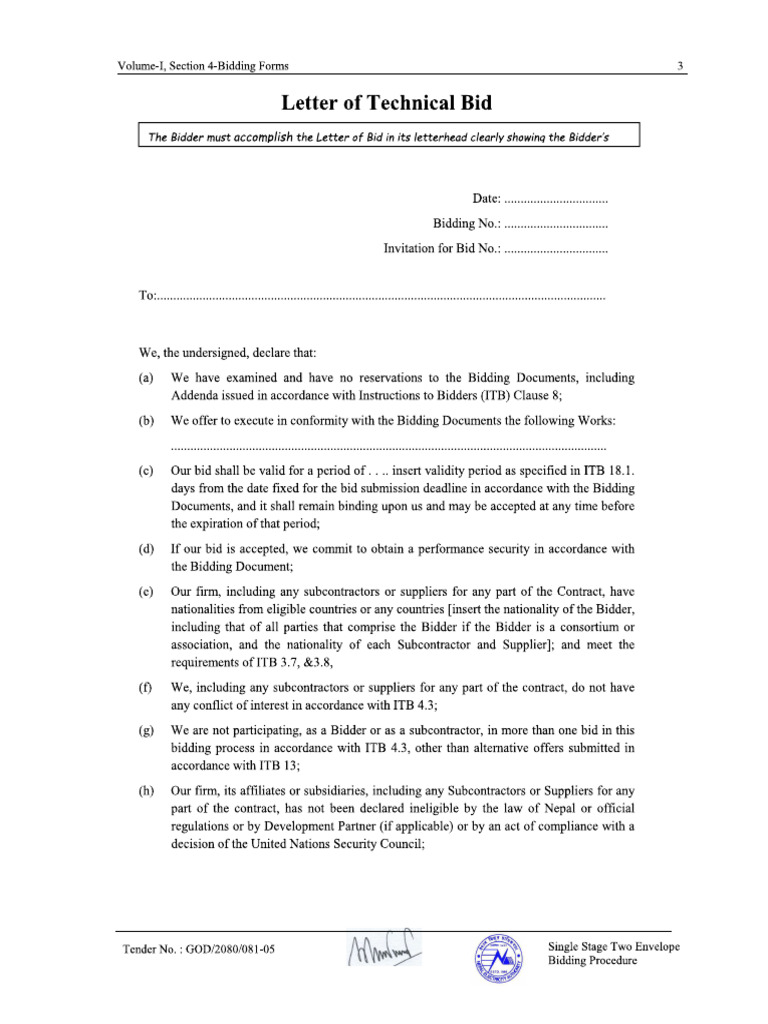 Bid form pdf
