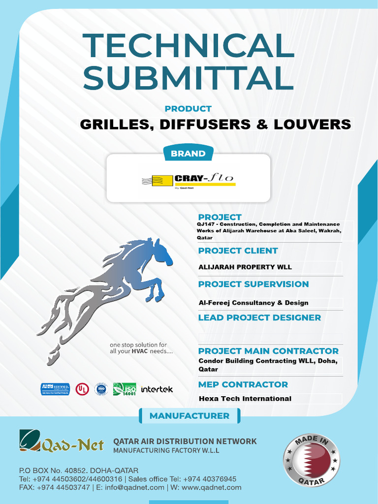 Submittal For Grilles, Diffusers and Louvers | PDF