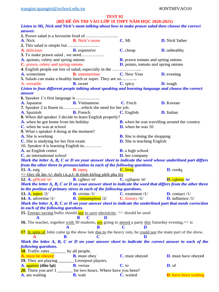 TEST 02 giải | PDF