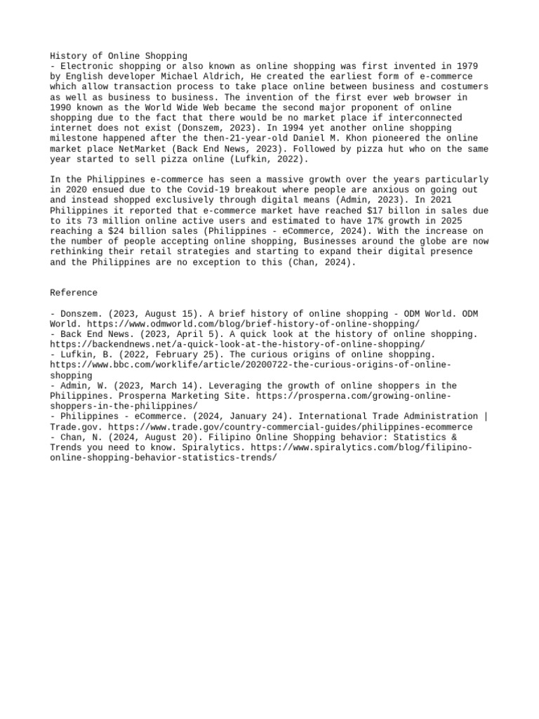 History Of Online Shopping Pdf