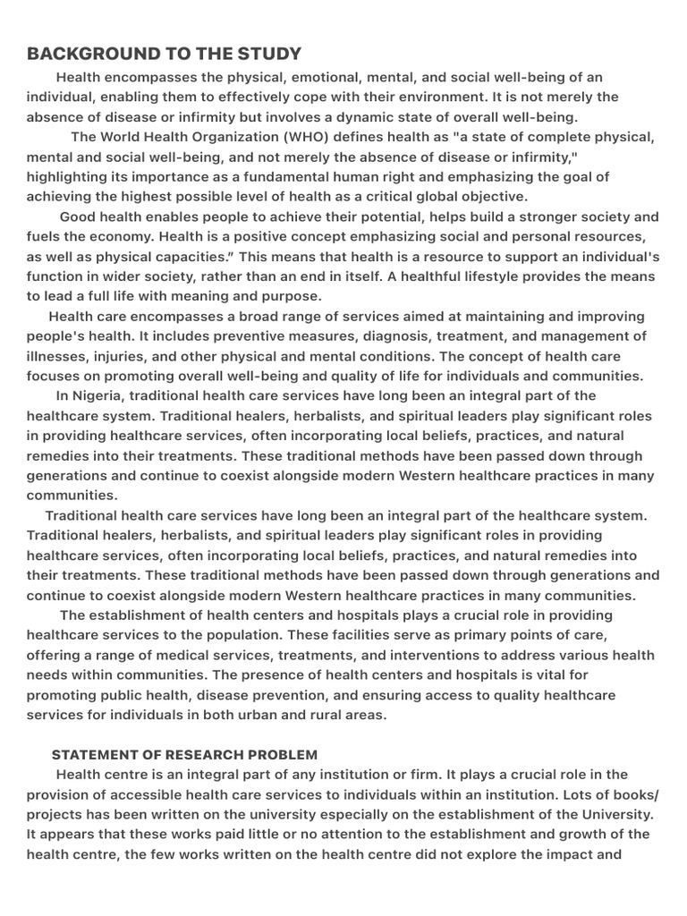 Background To The Study | PDF