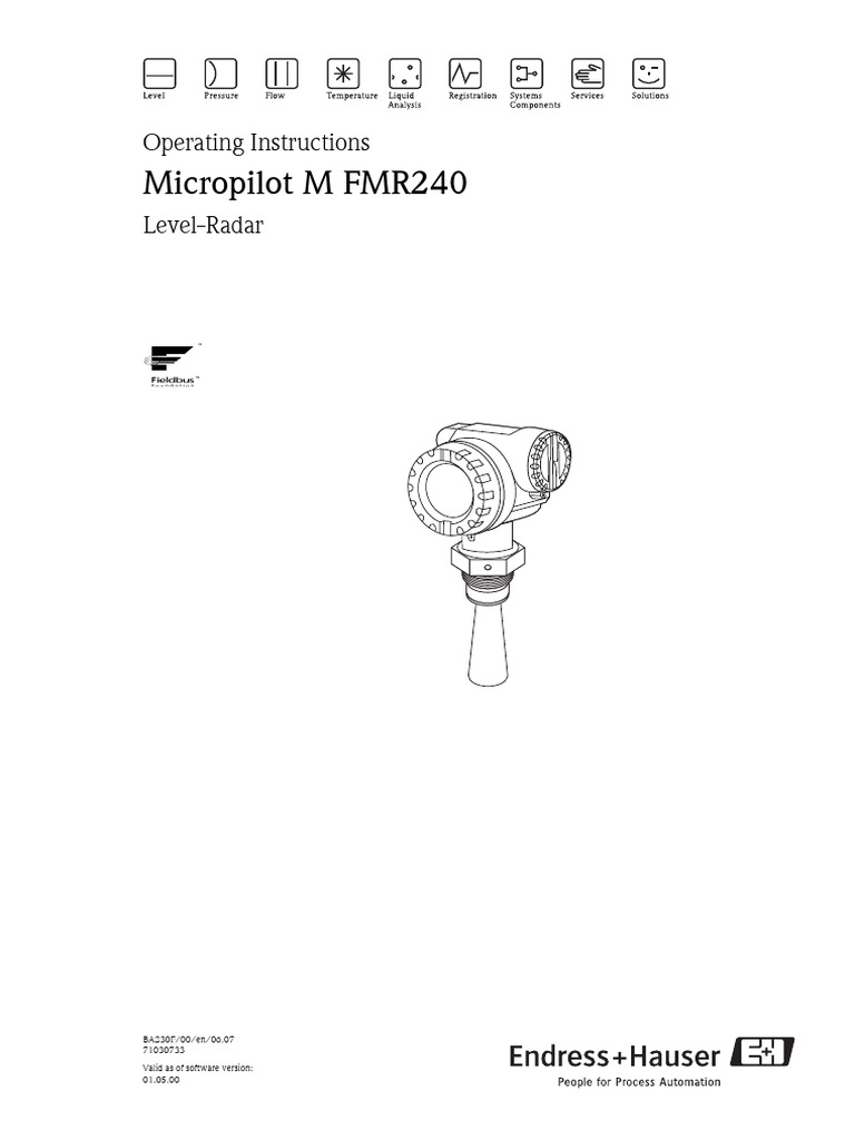 BA230FEN 71030733 Micropilot M FMR 240 Foundation Fieldbus OM | PDF