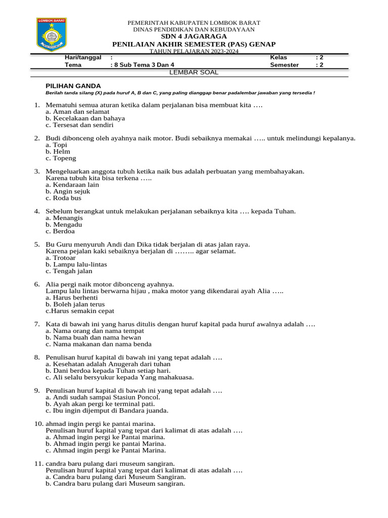 Merangkai Pengetahuan: Memahami Kisi Soal Tema 8 Subtema 3 Kelas 4