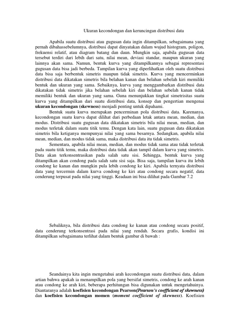 Ukuran Majalah  Ukuran  Kecondongan Dan Keruncingan Distribusi Data
