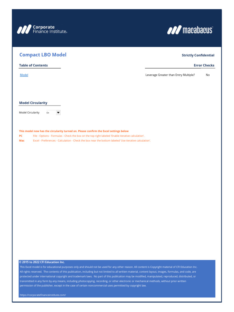 Compact LBO Model (Complete) | PDF