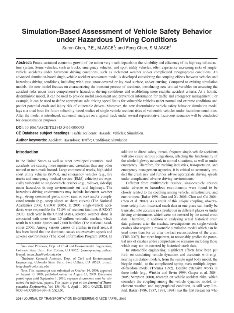 Simulation-Based Assessment of Vehicle Safety Behavior Under Hazardous ...