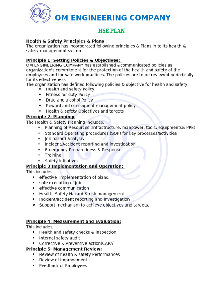 Oec Hse Plan | PDF