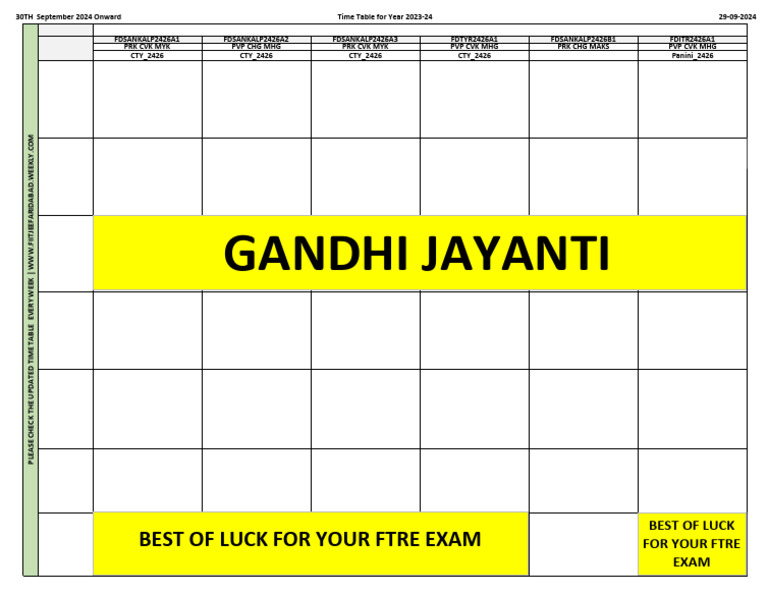 2023-24 Updated Time Table Schedule | PDF