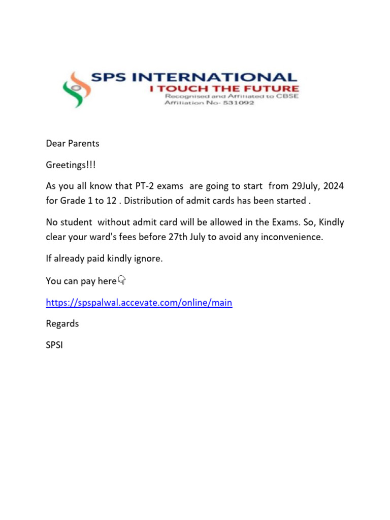 26 Dear Parents | PDF