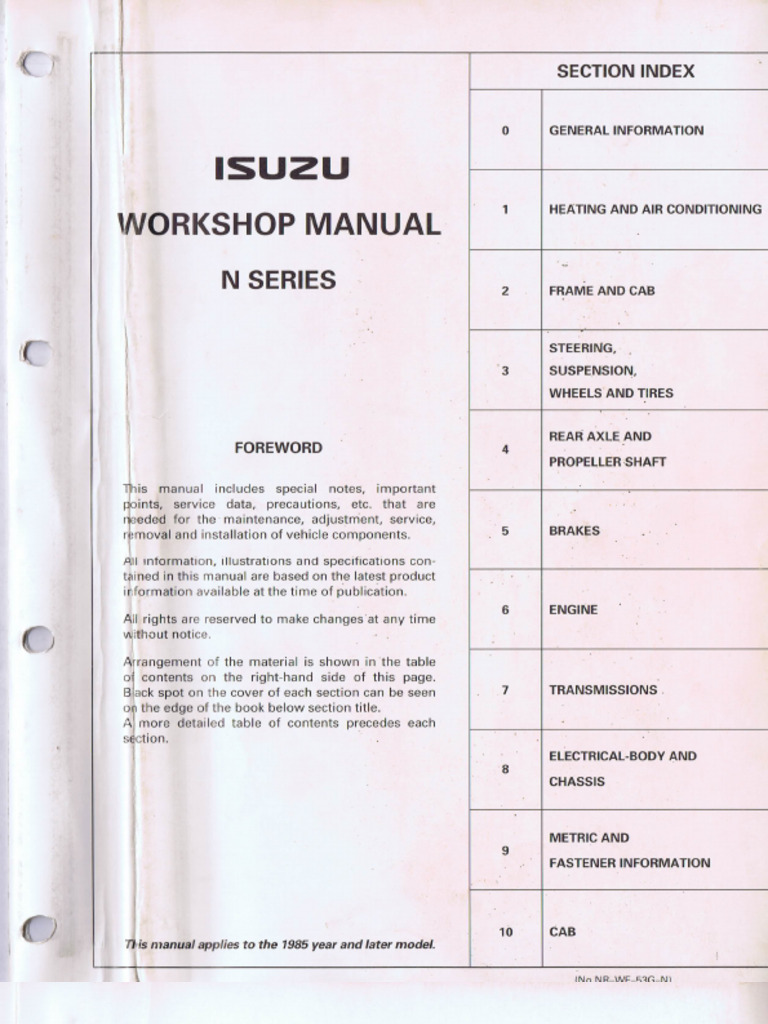 ISUZU WORKSHOP MANUAL PDF intelligence overview