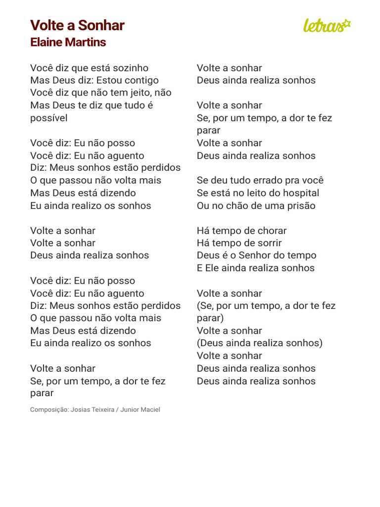 VOLTE A SONHAR - Elaine Martins (Impressão) | PDF