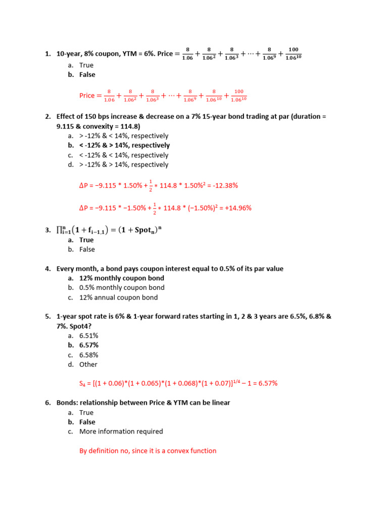 Fixed income exercices 270924 solutions pdf bonds finance bond