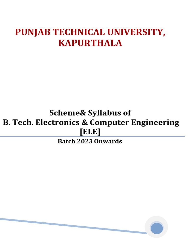 Revised Electronics and Computer Engineering Batch 2023 Onwards | PDF ...