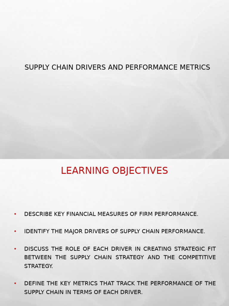 Supply Chain Drivers and Performance Metrics | PDF