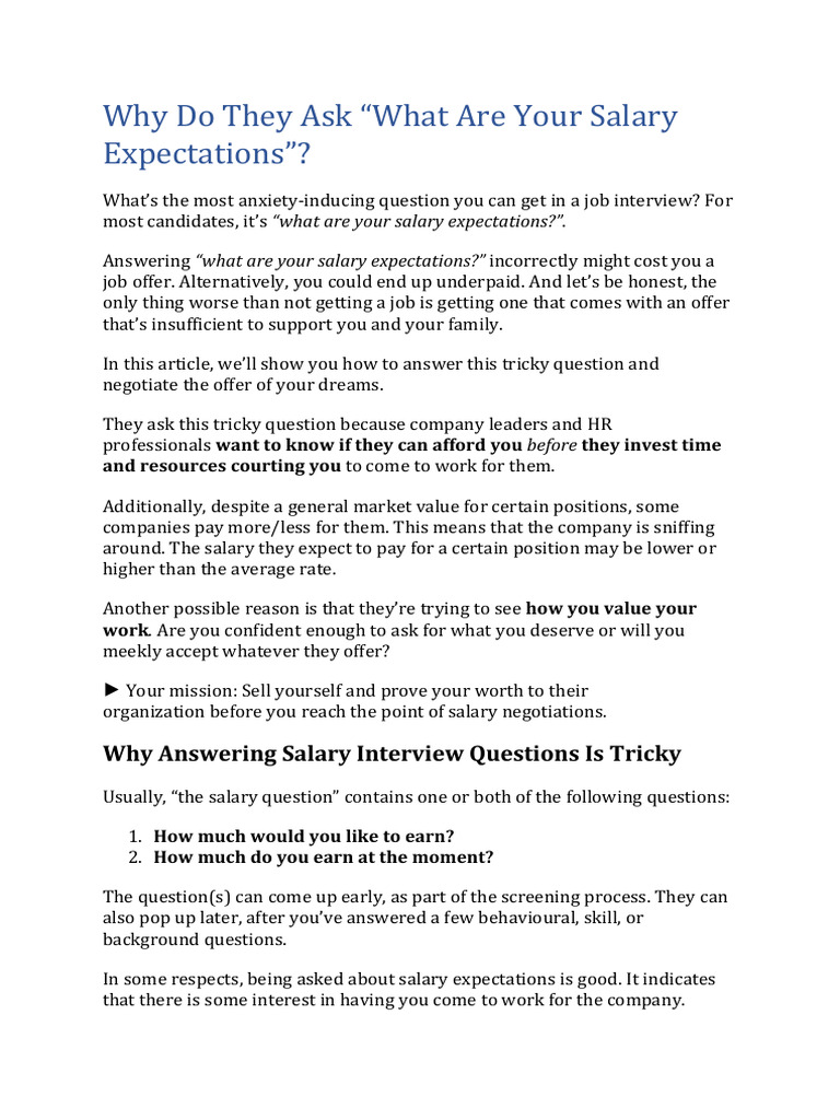 What Are Your Salary Expectations | PDF