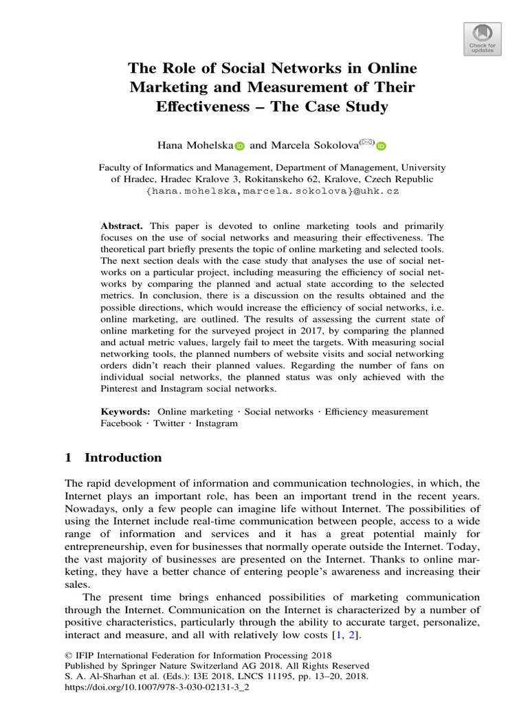 The Role of Social Networks in Online Marketing and Measurement of ...
