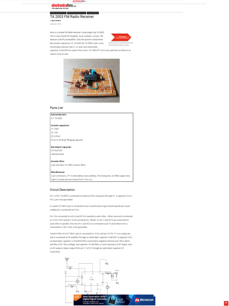 TA2003 FM Receiver Circuit Guide | PDF | Inductor | Science & Mathematics